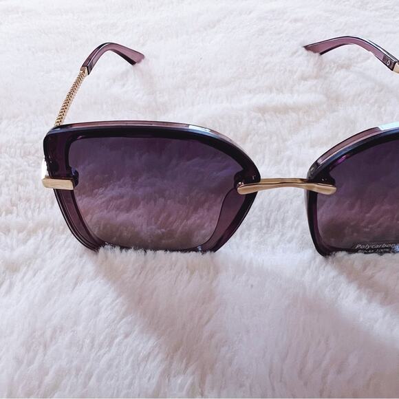 Gia Clear Dark Purple Chain Link Oversized Sunglasses - Picture 4 of 11
